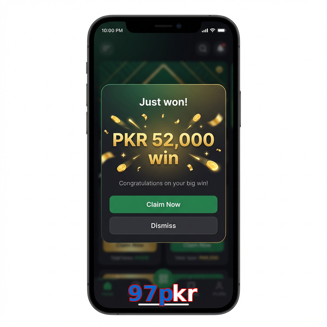 Main screen of 97Pkr win page for PK players